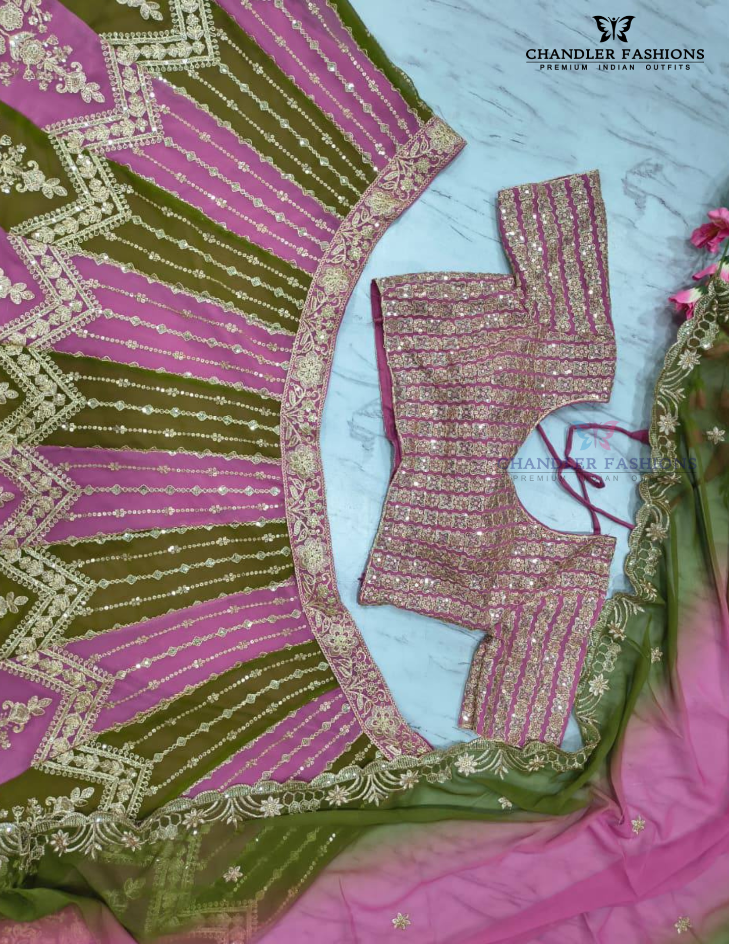 Multicolor Sequins Work Lehenga In Yuma