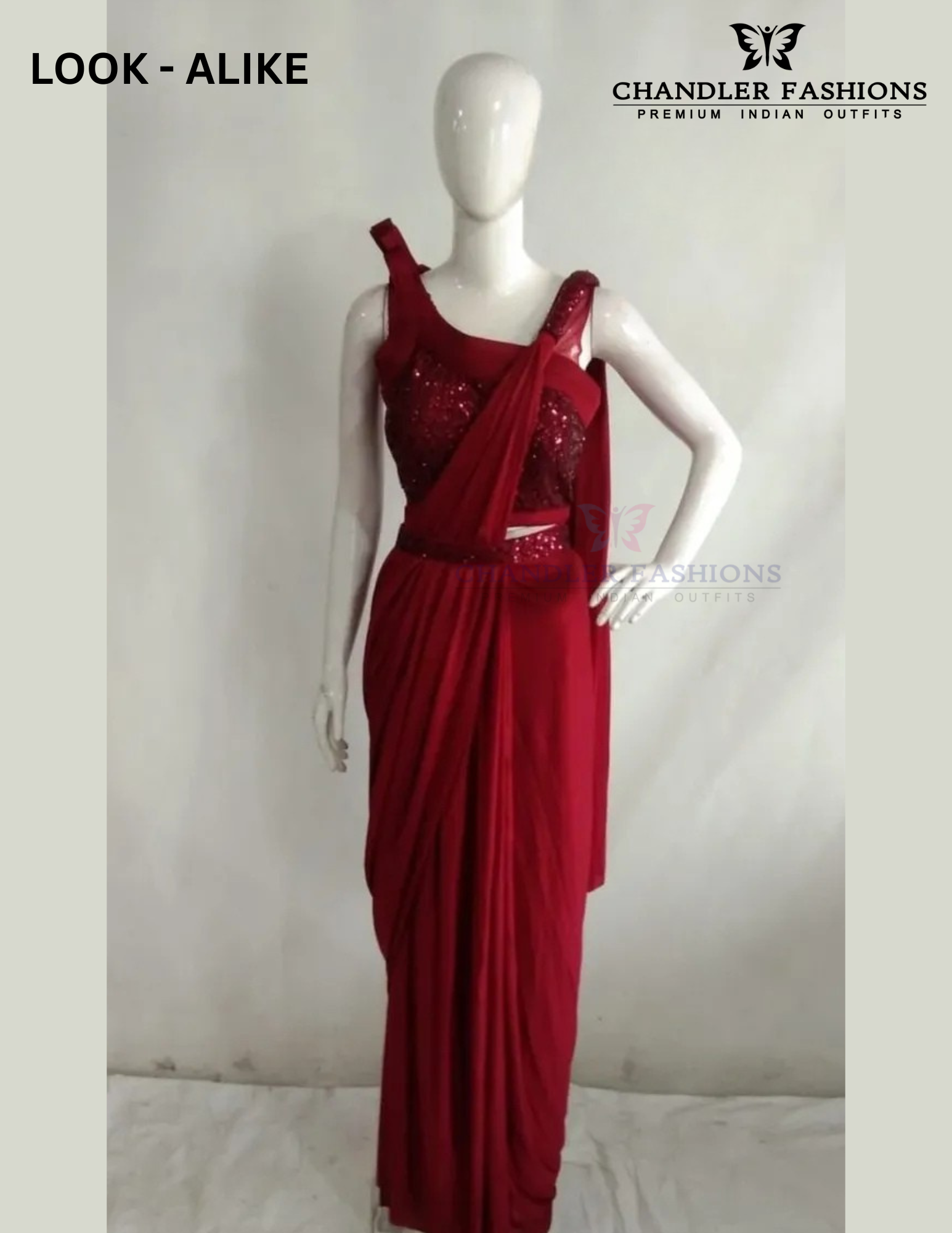  Dark Maroon Lycra Designer Saree In USA