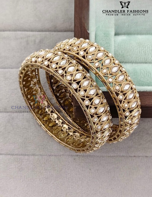 Wonderful White Color Stones Rajwadi Collection Bangles For Women
