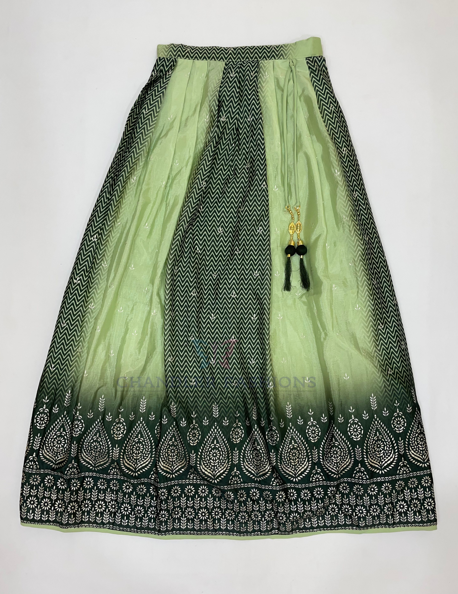 Dark Green Color Georgette With Embroidery And Mirror Work Choli Sets In Surprise