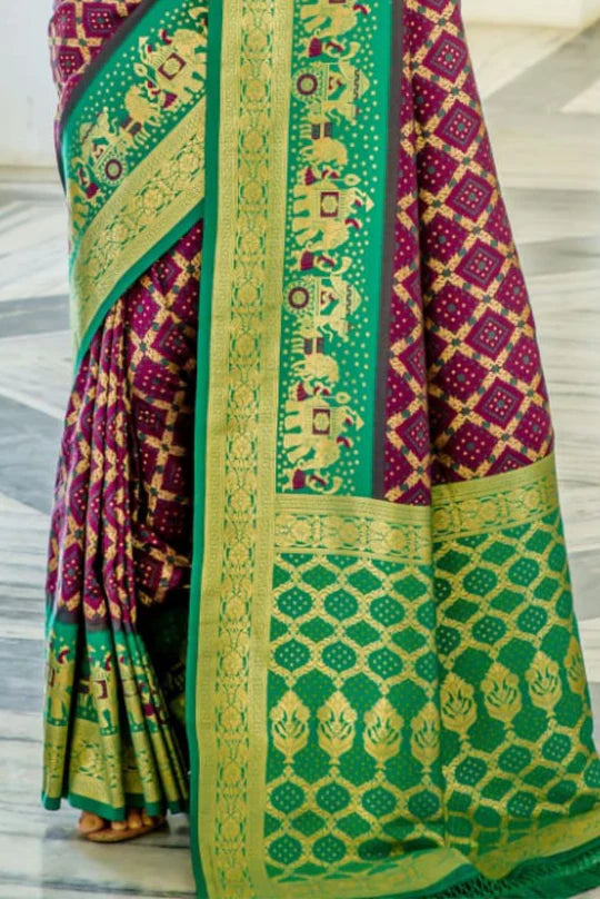 Magenta Color Soft Banarasi Silk Saree In USA