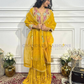 Beautiful Yellow Color Heavy Chinon Silk With Embroidery And Sequins Work Sharara Suits With Dupatta
