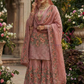 Alluring Peach Color Fendi Silk With Heavy Embroidery And Sequins Work Sharara Suits For Women