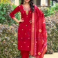 Attractive Maroon Color Heavy Embroidery Work Salwar Suits With Dupatta For Women
