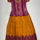 Appealing Pink And Mustard Yellow Color Silk Langa set With Zari Work For Girls