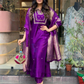 Attractive Violet Color Cotton Slub With Embroidery Work Salwar Suits For Women