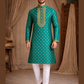 Elegant Green Color Brocade Designer Men's Kurta With Pajama Pant