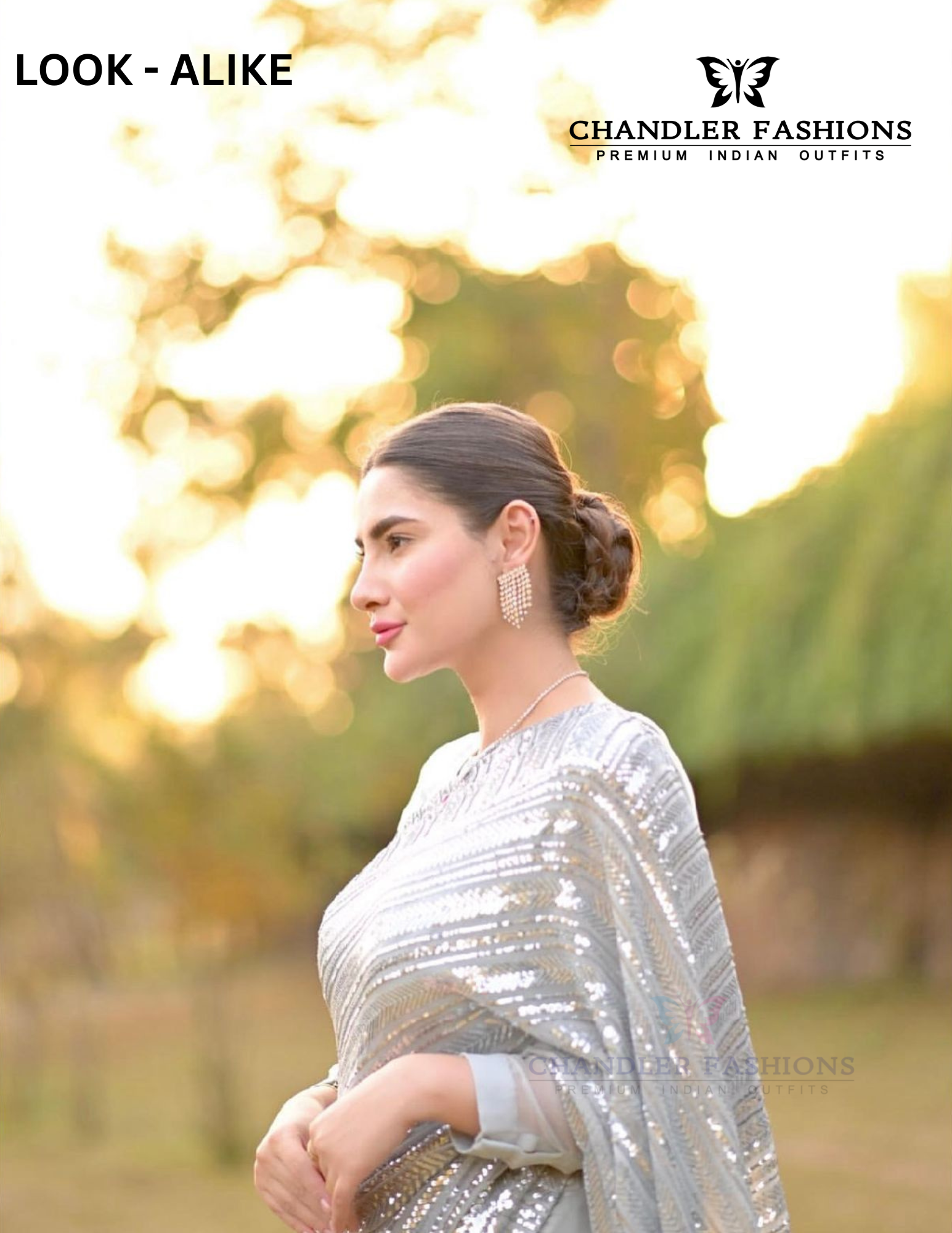 Beautiful Gray Colored Soft Georgette With Sequins Work In USA
