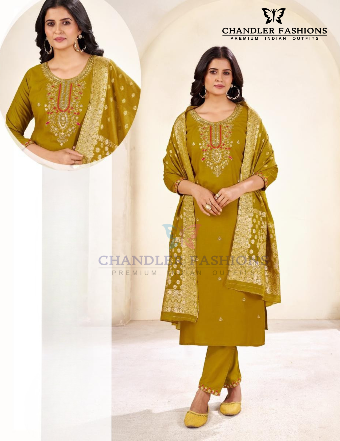 Amazing Mustard Yellow Color Rayon With Thread Work Salwar Suits Near Me