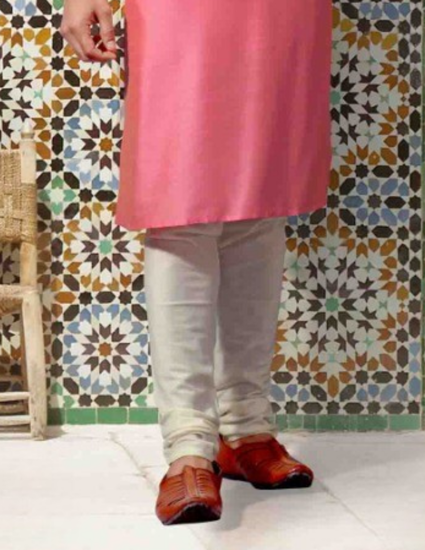 Pink Kurta With Silk Pajama Set For Men In USA