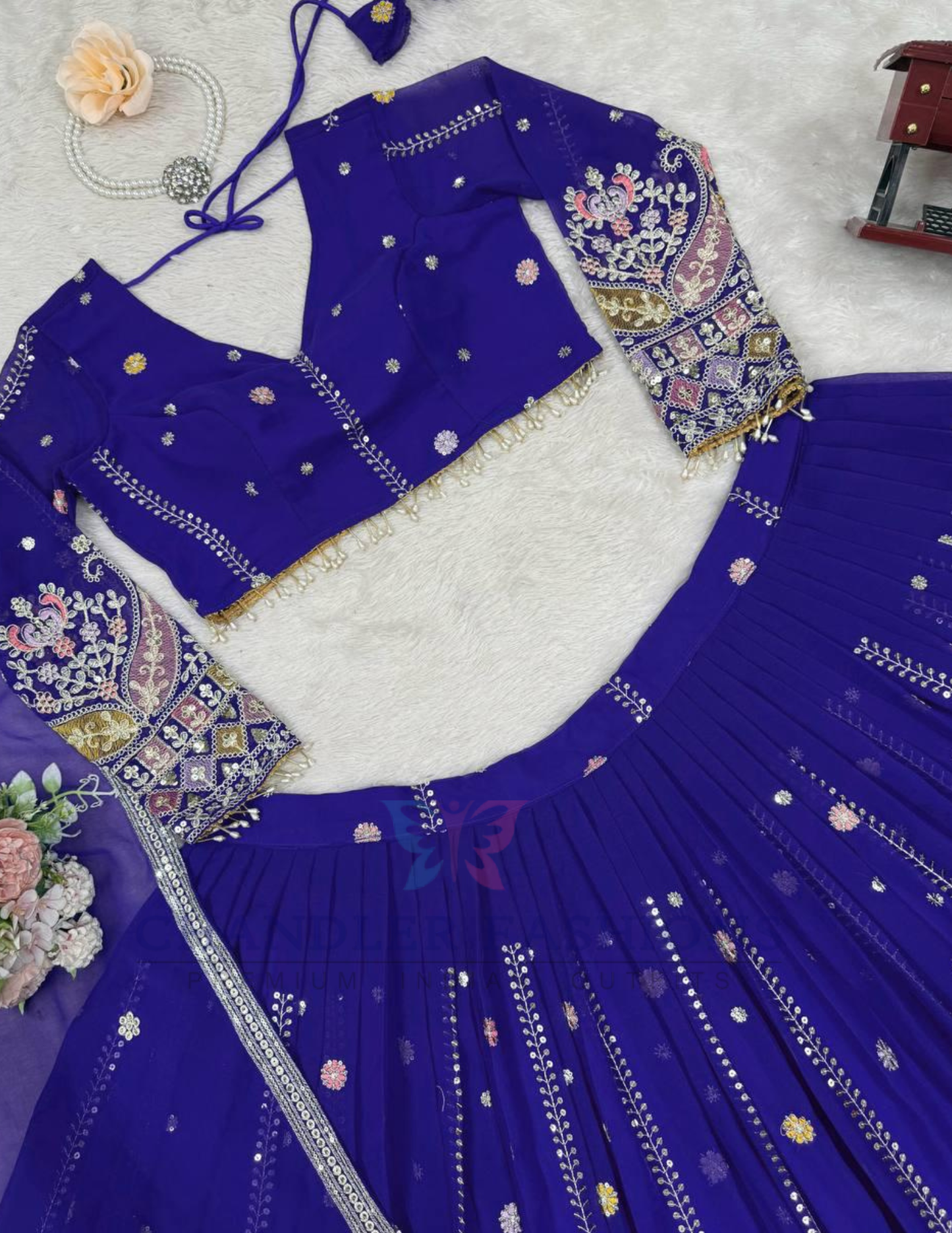 Thread And Sequins Work Lehenga Choli In Chadler