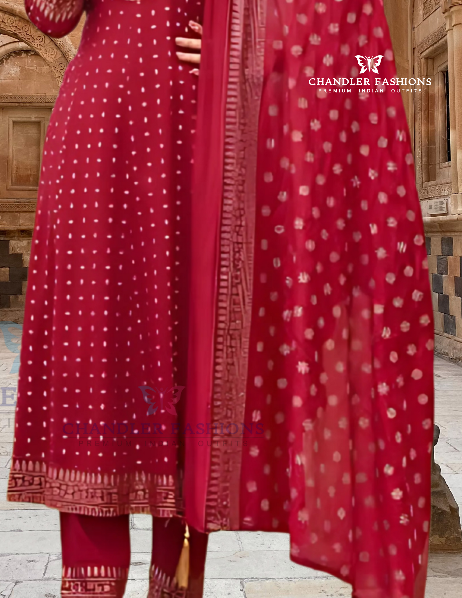 Red Color Embroidery Work Salwar Suits In USA
