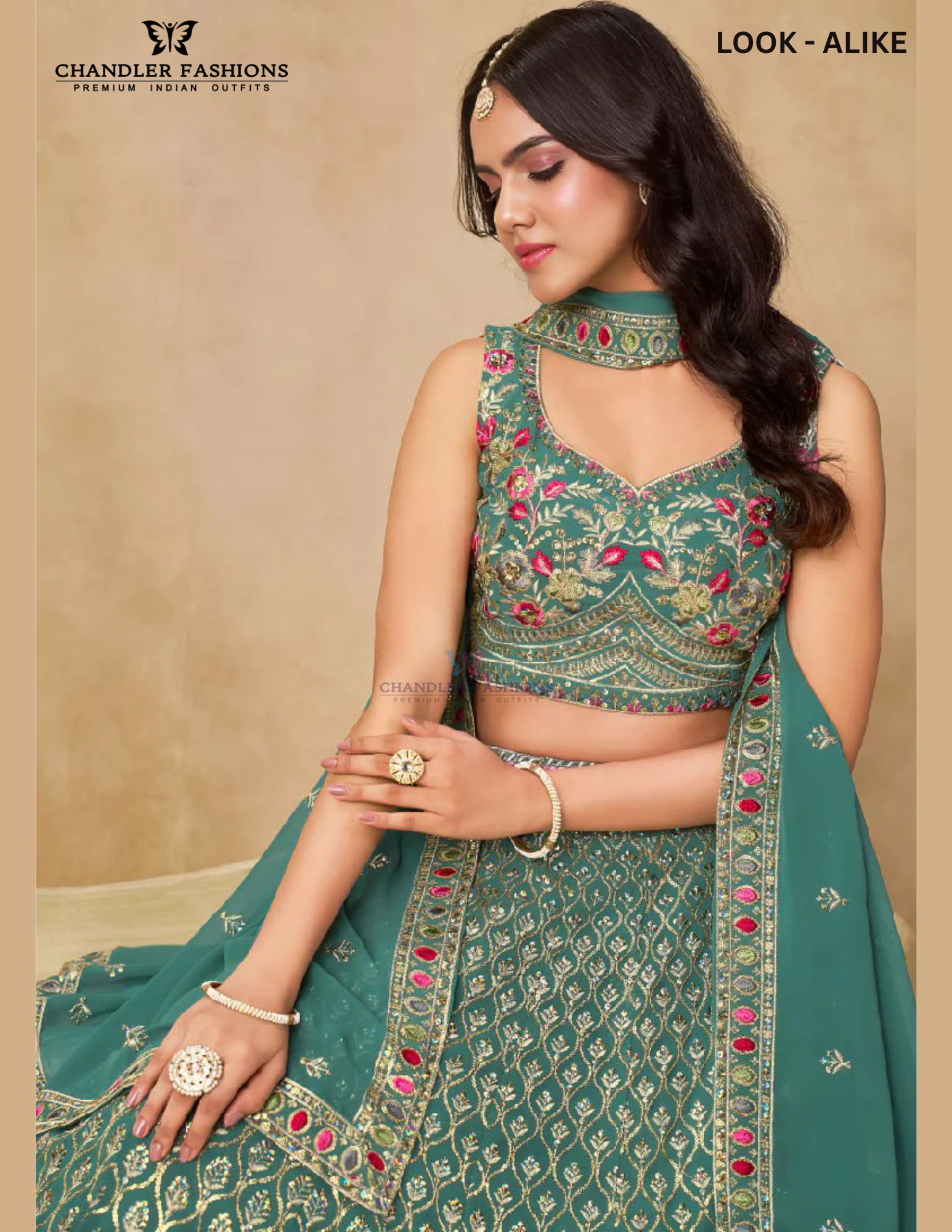 Green Color Georgette With Zari Embroidery Work Lehenga Near Me