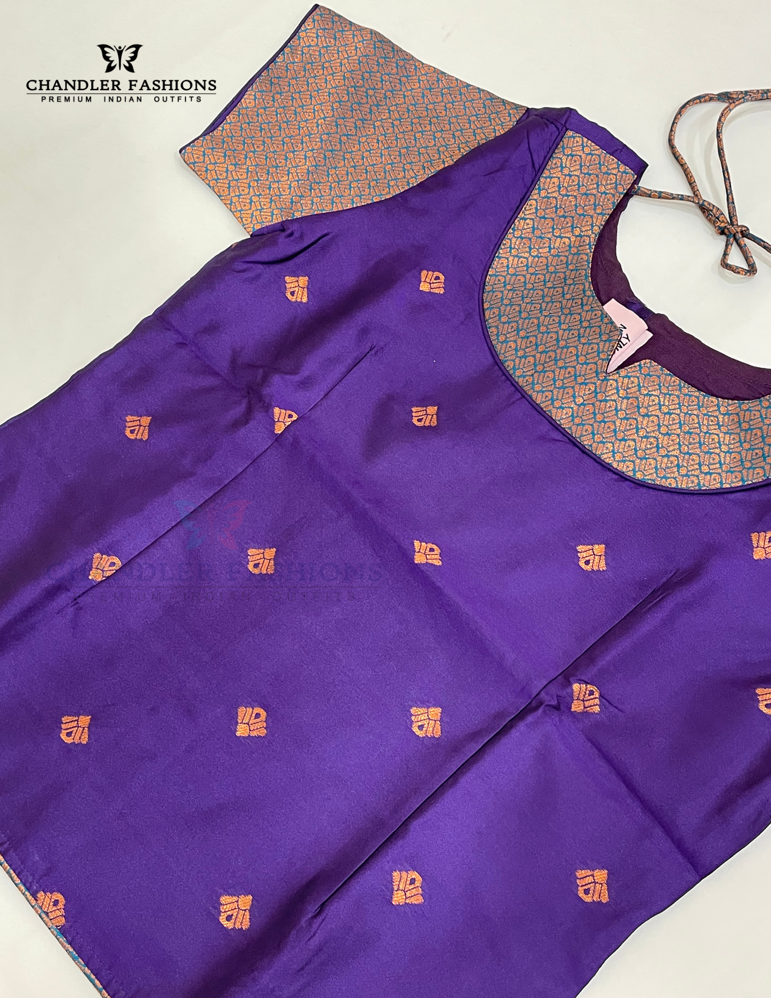 Purple Colored Silk Langa Sets With Zari Work 