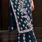 Heavenly Teal Blue Colored Embroidery Kurti With Palazzo Suits In Tempe