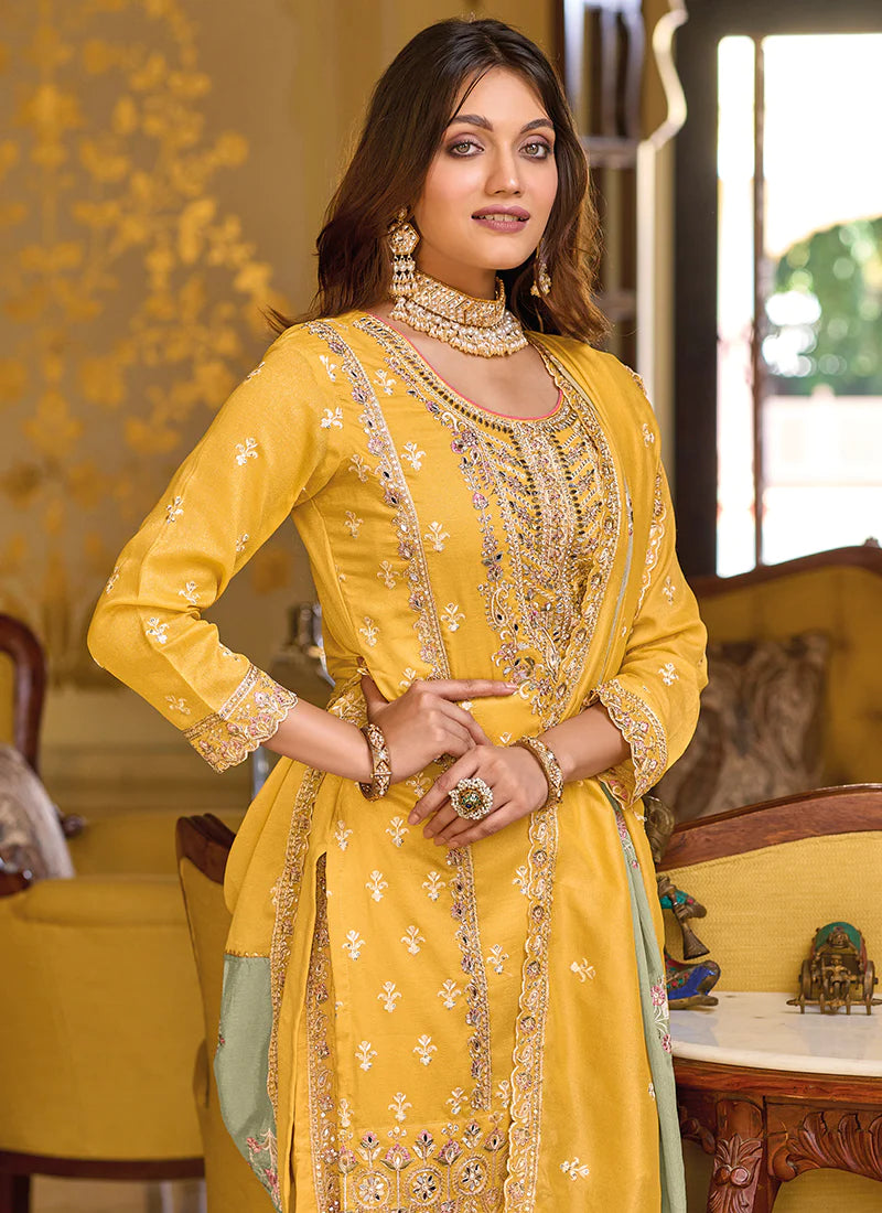 Silk Embroidered Festival Wedding Pant Salwar Kameez in Chandler