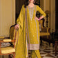 Wonderful Mustard Yellow Colored Pure Silk Heavy Chinon Embroidery Work Salwar Suits