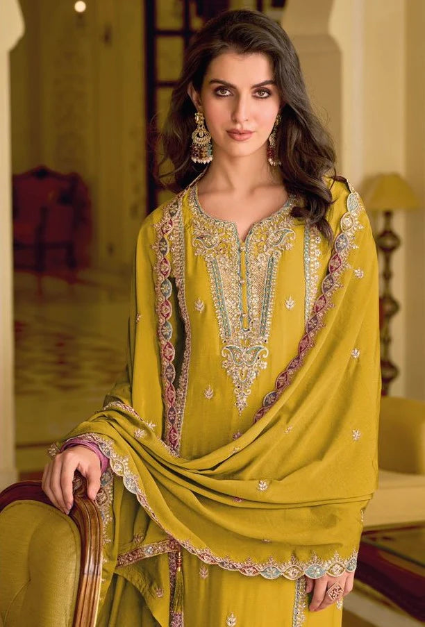 Heavy Chinon Embroidery Work Salwar Suits In USA