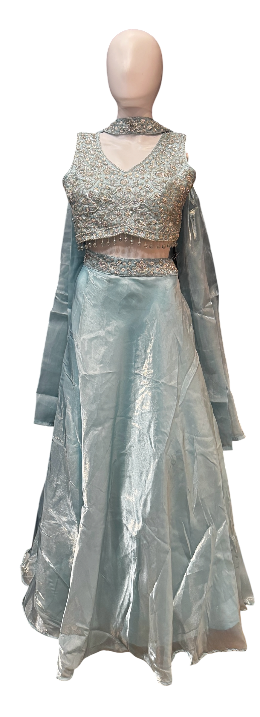 Pretty Light Blue Color Organza With Sequins And Embroidery Work Lehenga Choli For Women