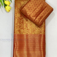 Wonderful Gold With Red Color Pure Kanchi Silk With Floral Motifs And Traditional Motifs Rich Pallu Design Gold Zari Work Saree For Women