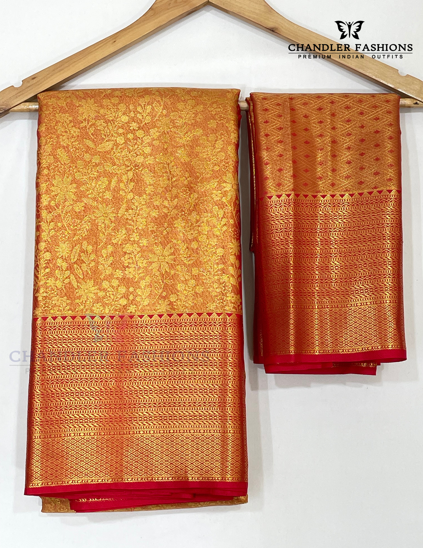 Wondeful Red Color Pure Kanchi Silk With Gold Zari Work Saree In USA