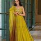 Beautiful Mustard Yellow Color Heavy Premium Silk And Embroidery Work Kurti With Dupatta