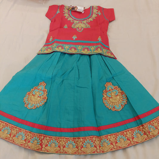 Beautiful Pink And Blue Choli With Stone Work For Children In Prescott