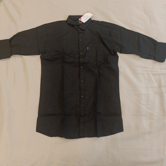 Simple Black Shirt With Folded Sleeves And Pocket