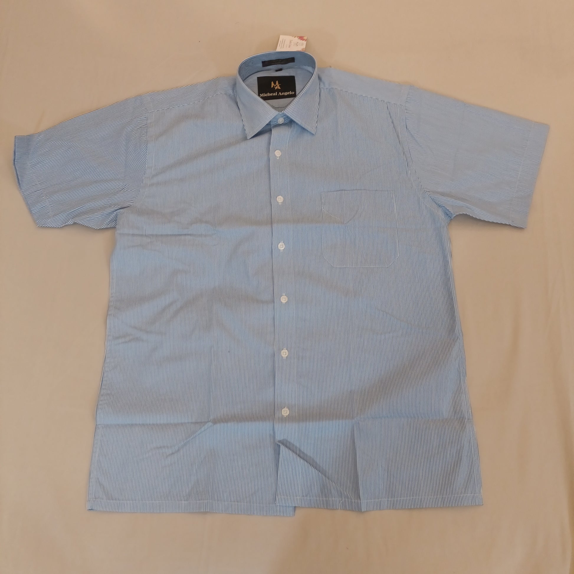 Elegant White And Light Blue Colored Shirt With Half Sleeves