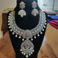 Beautiful Pearl Beaded AD Neck Set With Detachable Pendant Near Me