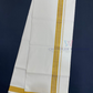 Fashionable Men's White Premium Pure Cotton Golden Zari Border Dhoti Set