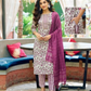 Attractive Purple Color Rayon Fancy Embroidery Work Salwar Suits For Women