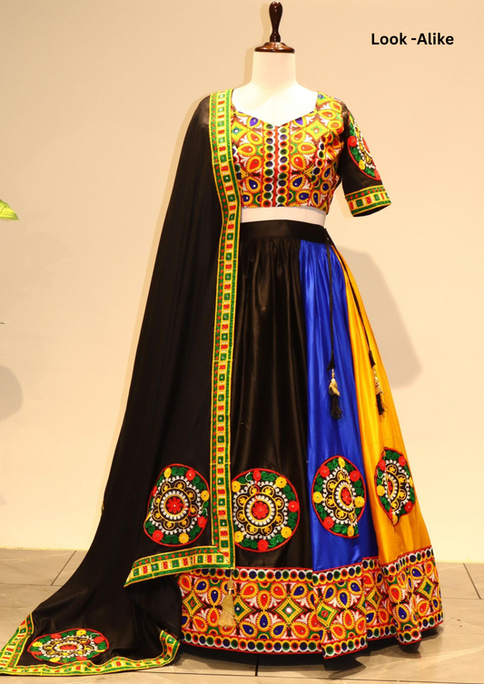 Exquisite Black Color Patch Work With Fancy Back Pattern Chaniya Choil For Women