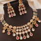 White Color Stone Antique Gold Necklace With Earrings Near Me 
