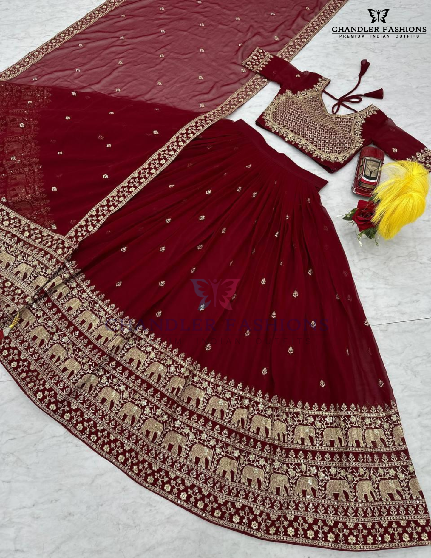 Maroon Color Embroidery And Sequins Work Lehenga In Tempe