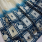 Teal Blue And Off White Color Georgette And Mirror Work Choli  In Peoria