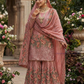 Peach Color Silk With Embroidery And Sequins Work Sharara Suits Near Me