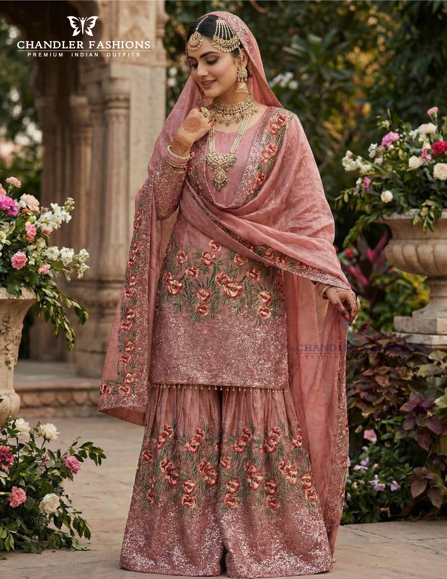 Peach Color Silk With Embroidery And Sequins Work Sharara Suits Near Me