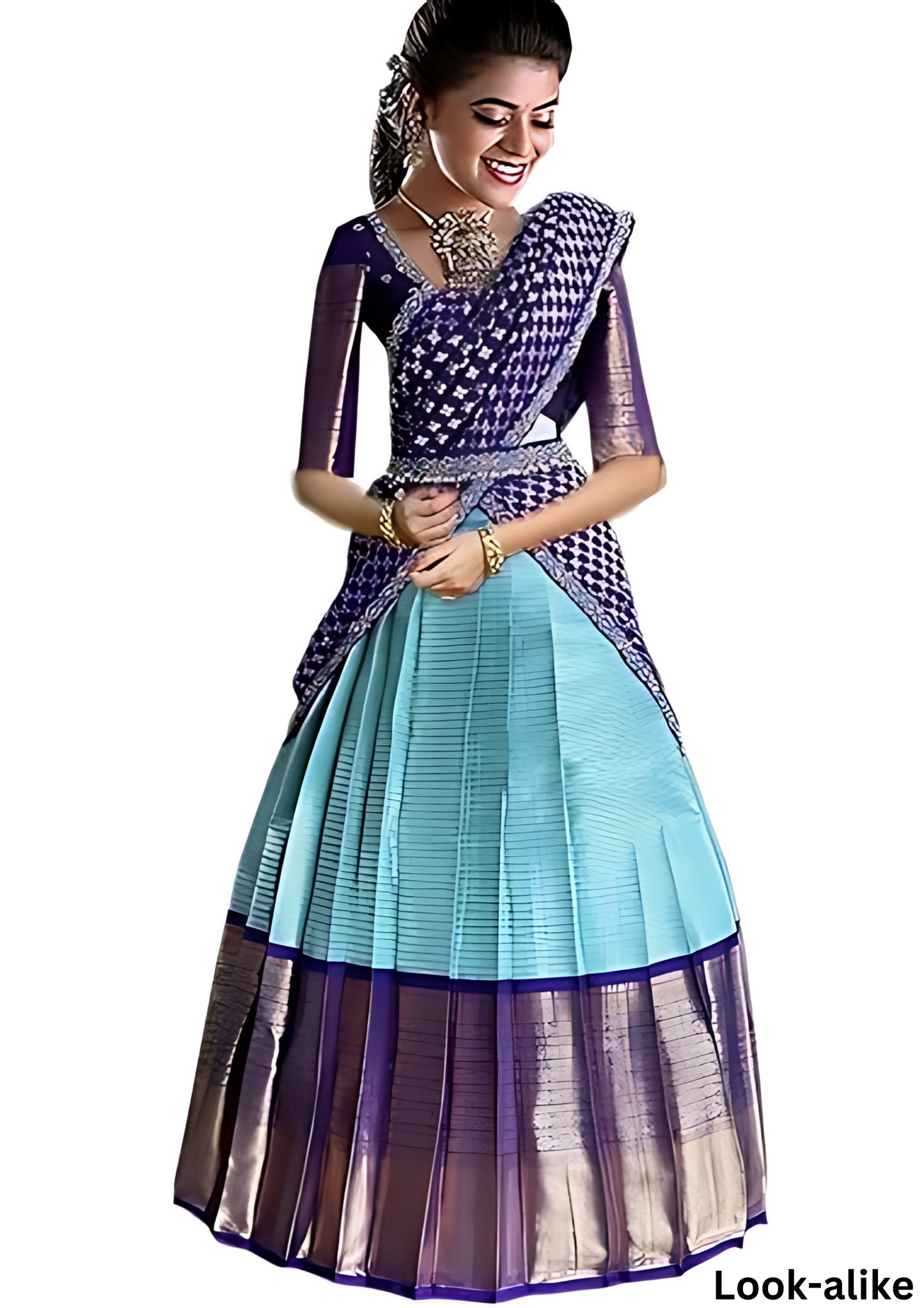 Elegent Blue Color Pure Kanjivaram Banarasi Silk Half Saree Lehenga With Blouse