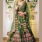 Attractive Green Color Embroidery And Multi Needle Work Lehenga Choli With Net Dupatta