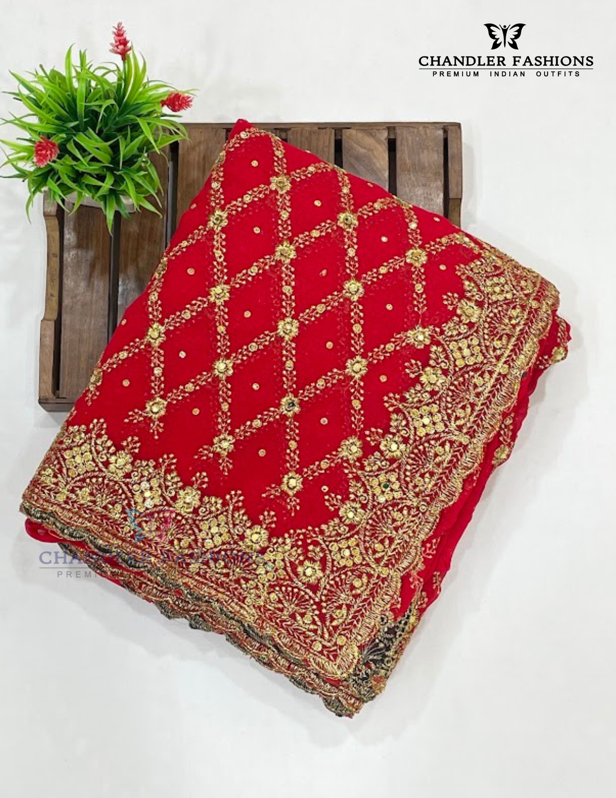 Alluring Red Color Georgette With Zari Work Saree Near Me