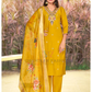 Amazing Mustard Yellow Color Heavy Embroidery Work Salwar Suits With Dupatta For Women