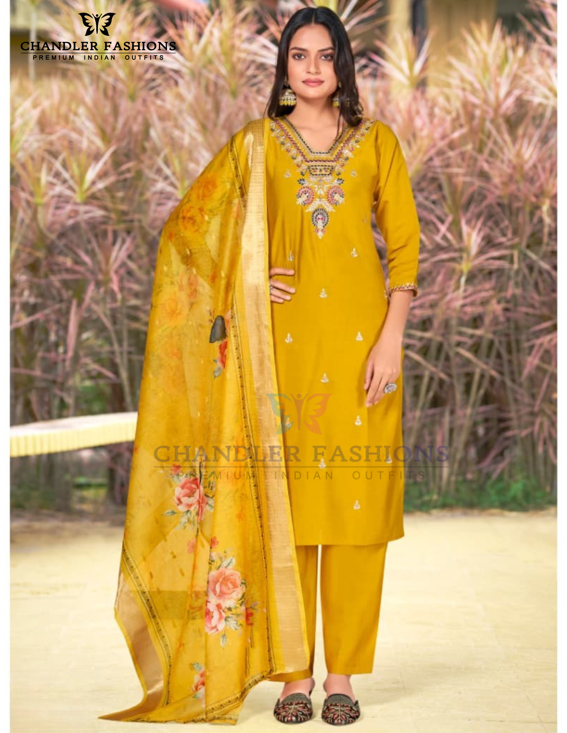 Amazing Mustard Yellow Color Heavy Embroidery Work Salwar Suits With Dupatta For Women
