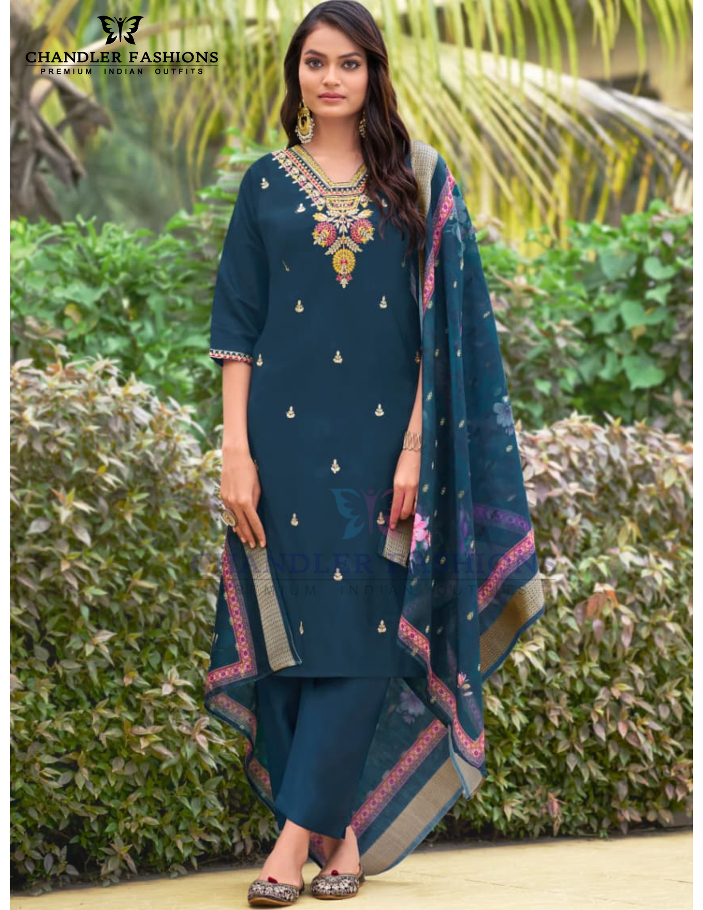 Wonderful Teal Blue Color Heavy Embroidery Work Salwar Suits With Dupatta For Women
