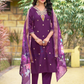 Charming Purple Color Heavy Embroidery Work Salwar Suits With Dupatta For Women
