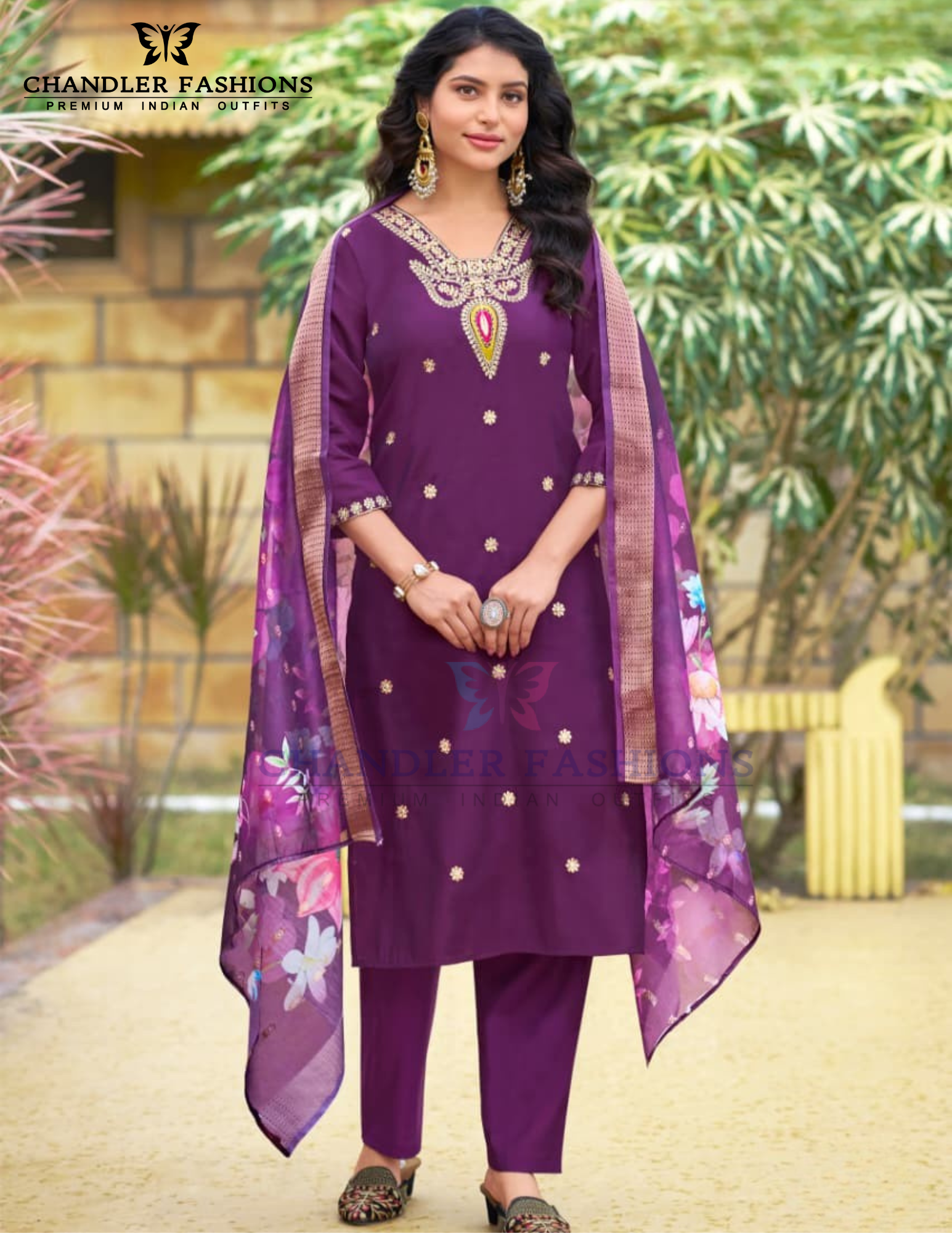 Charming Purple Color Heavy Embroidery Work Salwar Suits With Dupatta For Women