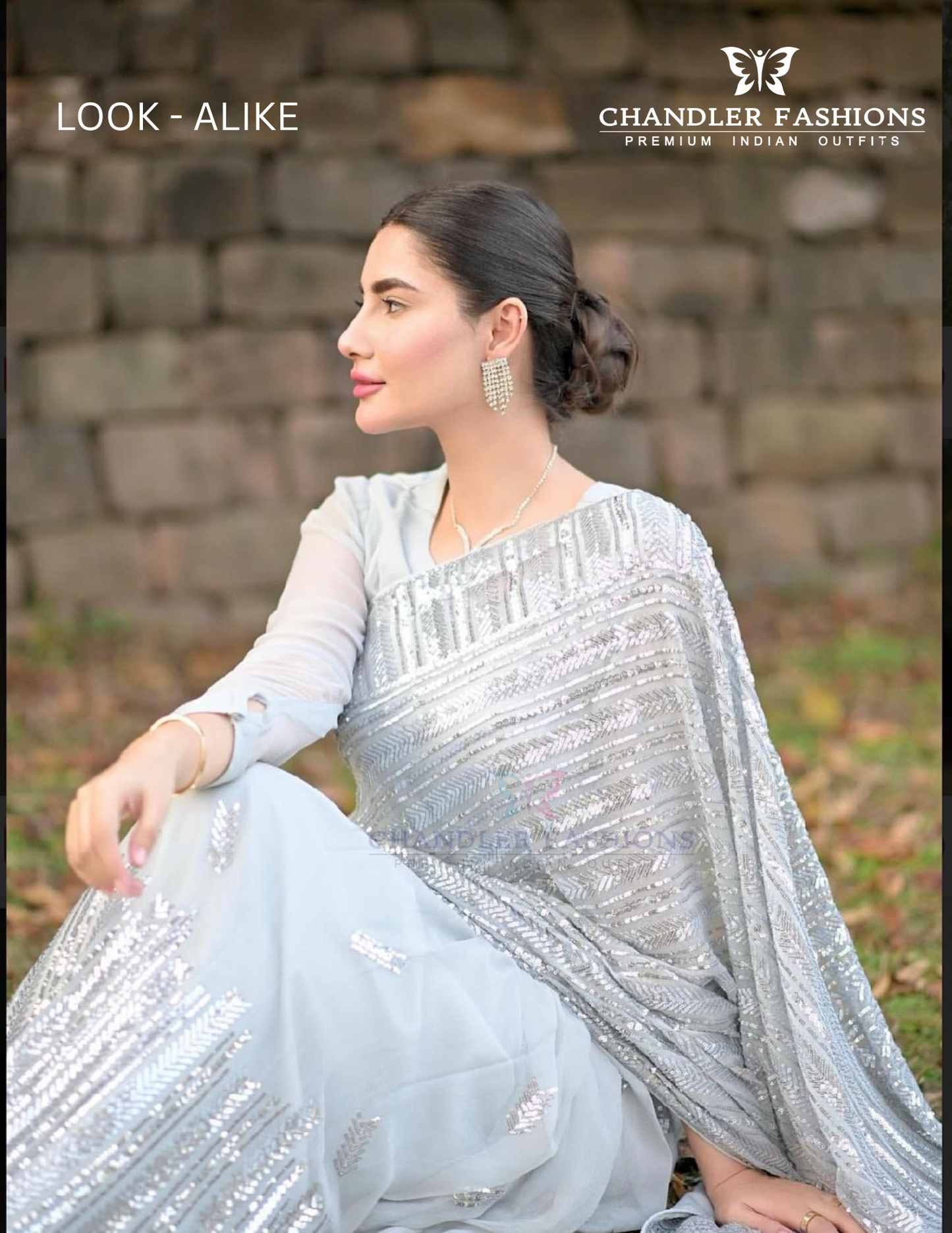  Gray Color Georgette With Sequins Work In Mesa