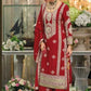 Elegant Designer Red Color Palazzo Suits With Dupatta In Near Me