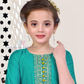 Teal Green Color Silk With Embroidery And Zari Work Kurti Suit Near Me