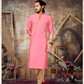 Stunning Pink Color Fancy Slub Silk Kurta With Pajama Set For Men's